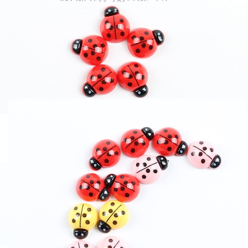 10Pcs/Set Resin Red Yellow pink ladybug Mini Craft Garden Ornaments Bonsai Micro Landscaping Home Decor Accessories Garden Decor