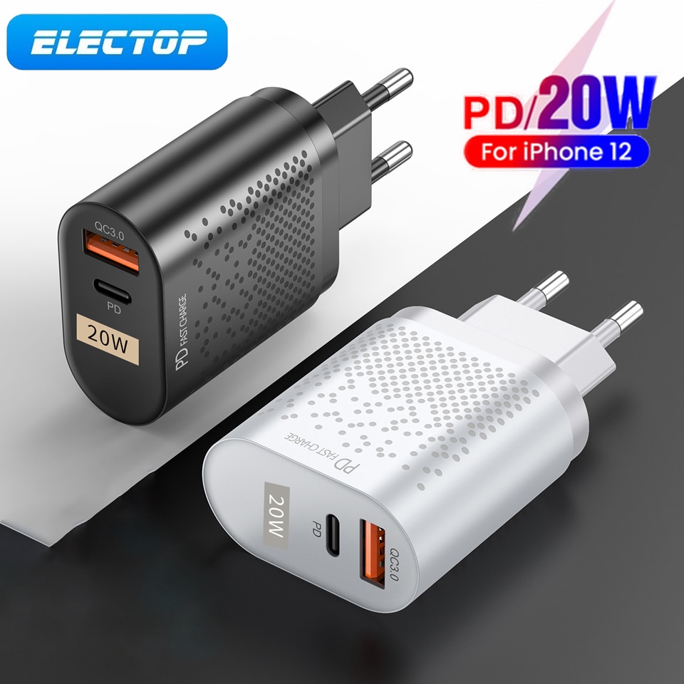 Electop Usb Type C Lader Mini Quick Charge 3.0 Qc Pd 20W Mobiele Telefoon Oplader Voor Iphone 12 Samsung xiaomi Snelle Muur Laders