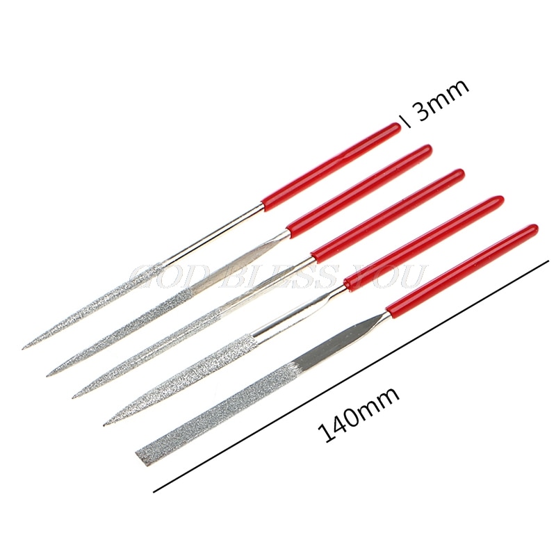 Kit de limas de aguja para tallado de joyería, herramienta de artesanía de madera, piedra de vidrio, diamante, 5 uds., ,
