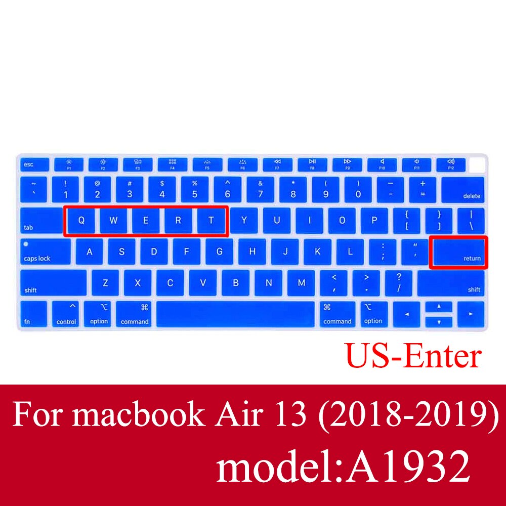 Nowy 13 Air A1932 klawiatura do laptopa folia ochronna wodoodporna do Macbook air 13.3 cala obudowy pokrywa klawiatury laptopa edycja amerykańska: Navy blue