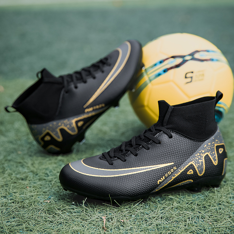 2025, neue Herren- und Damen-Fußballschuhe, Schüler gebrochen Nagel lang Nagel Kunstrasen-Wettkampf- und Trainingssportschuhe: Schwarz / 42