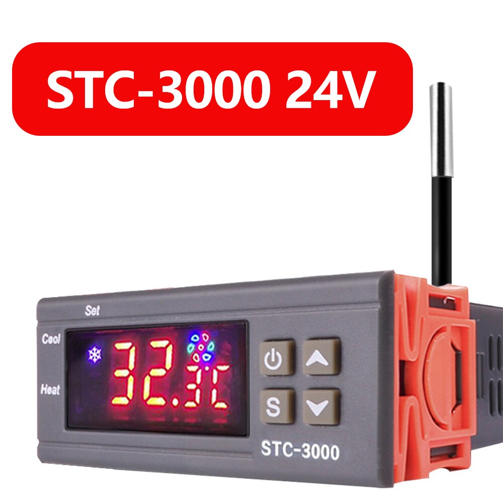 Digital Temperature Controller STC-1000 STC 1000 110V 220V 12V 24V Thermoregulator Thermostat Switch Thermometer Heater Cooler: 3000-24VDC