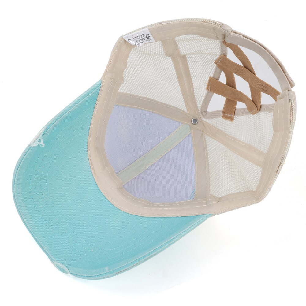 Nuovo sacchetto della Lavata delle Donne Cap Casquette Lavagna Luminosa Retrò Coda di Cavallo Berretto Da Baseball In Cotone Imbottito Cap Strappato Foro Trasversale di Cap