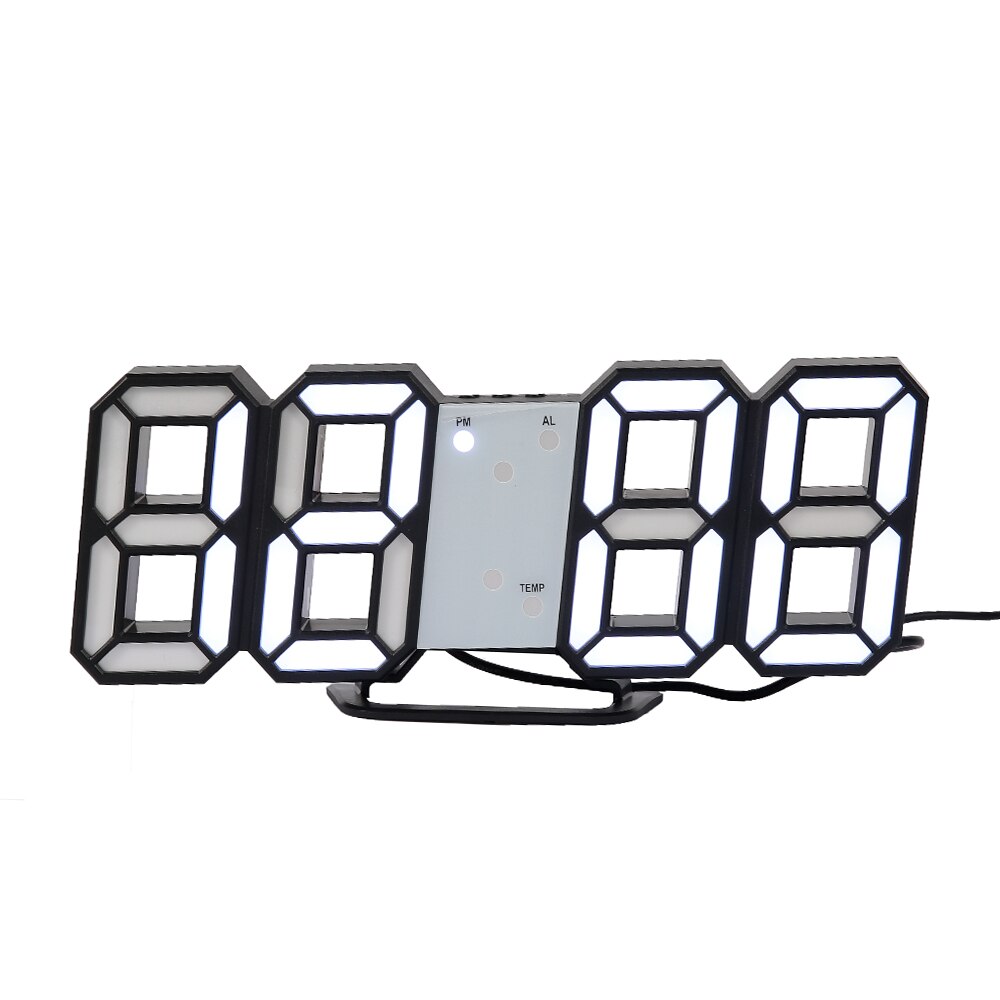 LED Digital Wall Clock Night Mode Brightness Adjustable Electronic Table Clock Date Temperature Automatic Backlight Table Clocks: White