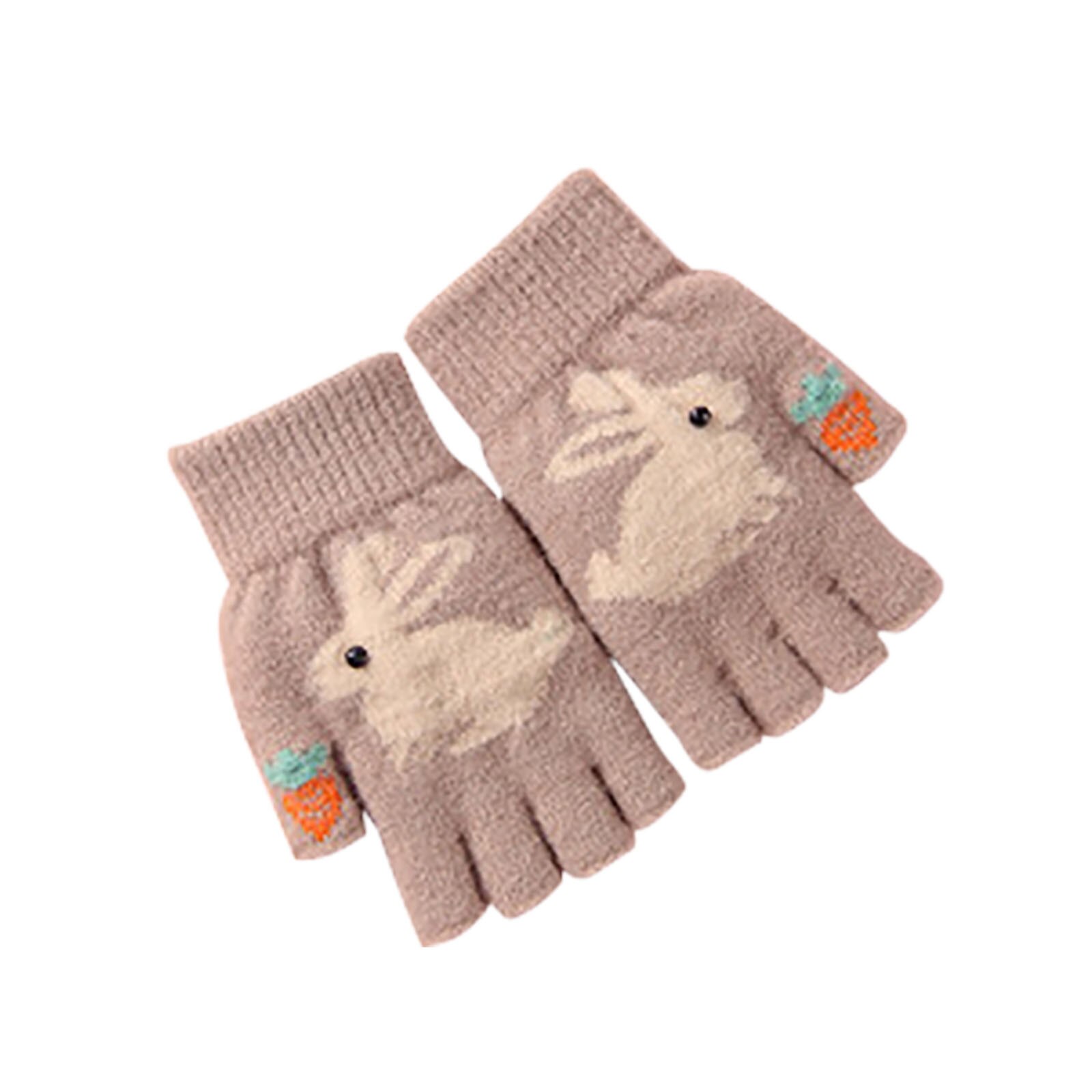 Baby Winter Kaninchen Gedruckt Handschuhe Winter draussen betroffen Verdicken warm Halten Winddicht Zeigen Finger Handschuhe Варежки С Животными