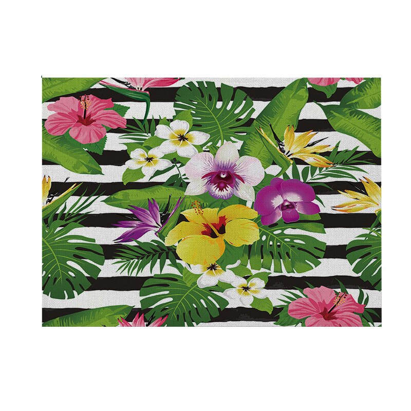 Geometrie Blumen Küche Tischset 42X32 Pflanzen Vogel Dekorative Baumwolle Leinen Tisch matt Westlichen Tischset Getränke Bahn Wasserdicht: 012