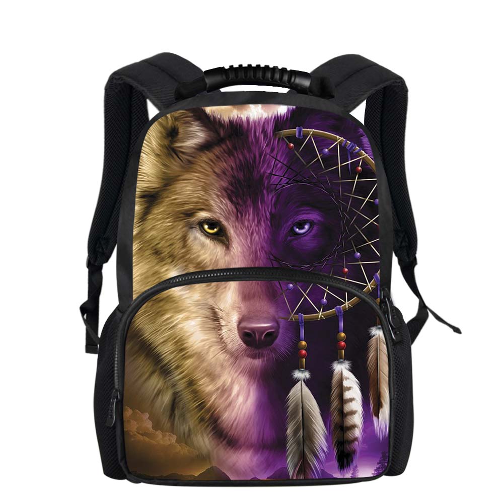 Twoheartsgirl Cool Animal Wolf Print School Backpack for Boys 3d Kids Bagpack Printing Men Student Laptop Backpack 17inch: Z4987A