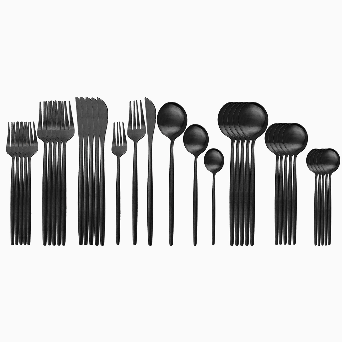 Dinnerware Set 36piece Blue Cutlery Set 18/10 Stainless Steel Dinner Set Knives Dessert Fork Spoon Tableware Kitchen Silverware: Black