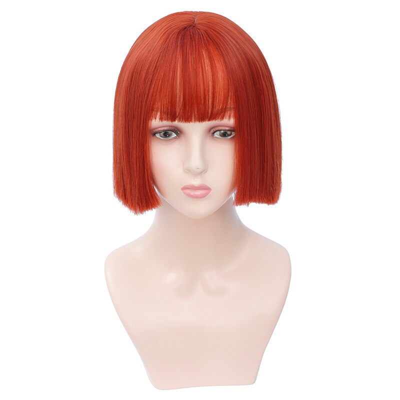 Perruques courtes marron perruques courtes Style Bob perruque de femmes noires synthétiques droites avec frange 12 pouces perruque Blonde cheveux doux: Rouge
