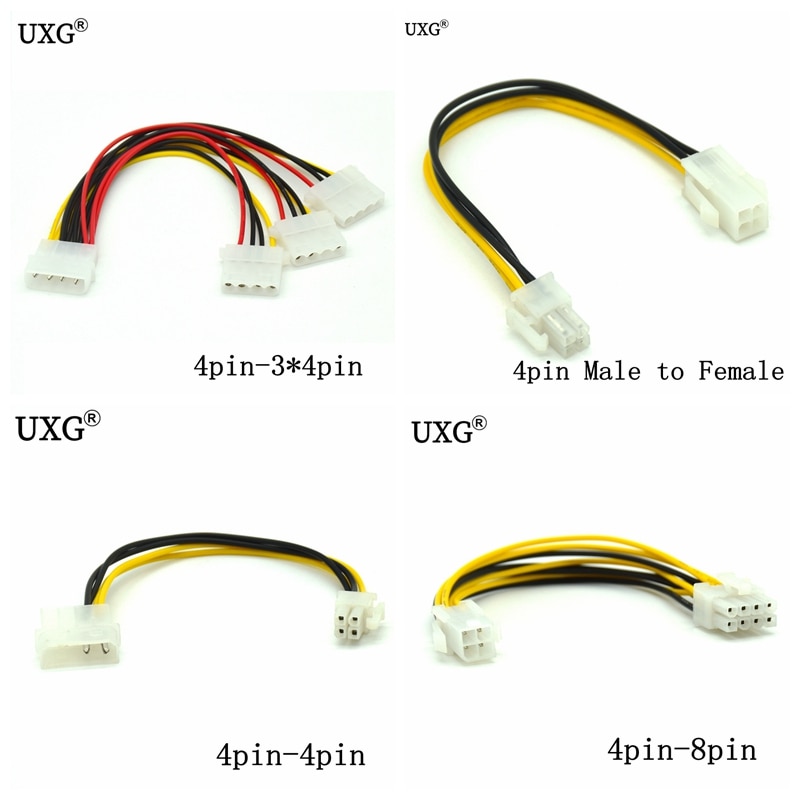 8 Inch ATXP4EXT ATX 12V 4-pin Male to 4Pin 8pin Female PC CPU Power Extension Cord Connector Adapter