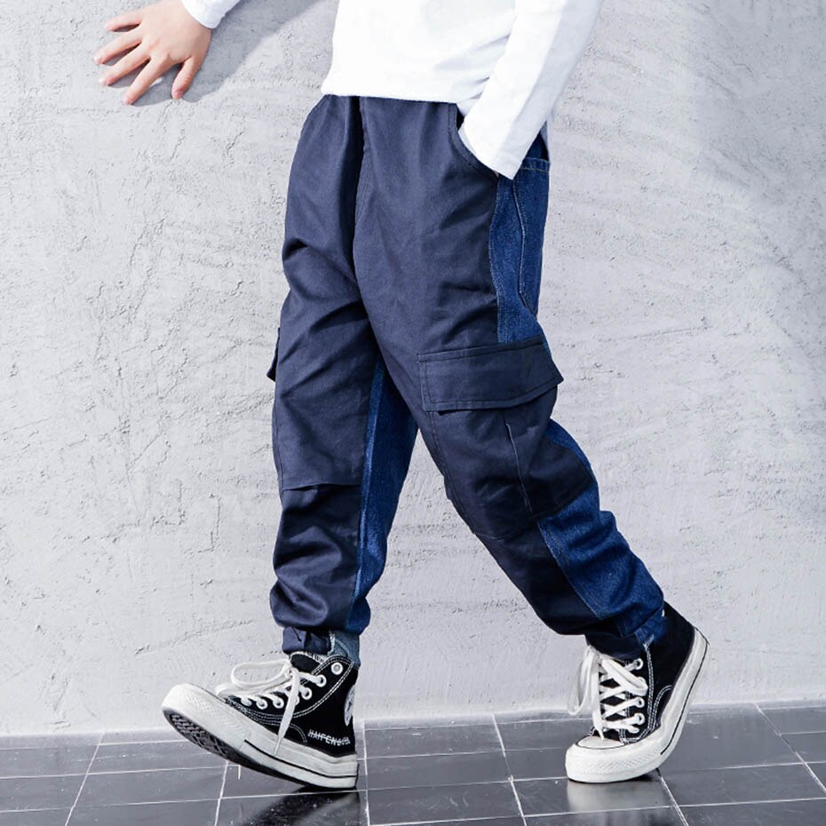 Jeans Boy Patchwork Boys Jeans Pants Spring Autumn Children Jeans Casual Style Clothes For Boys 6 8 10 12 14