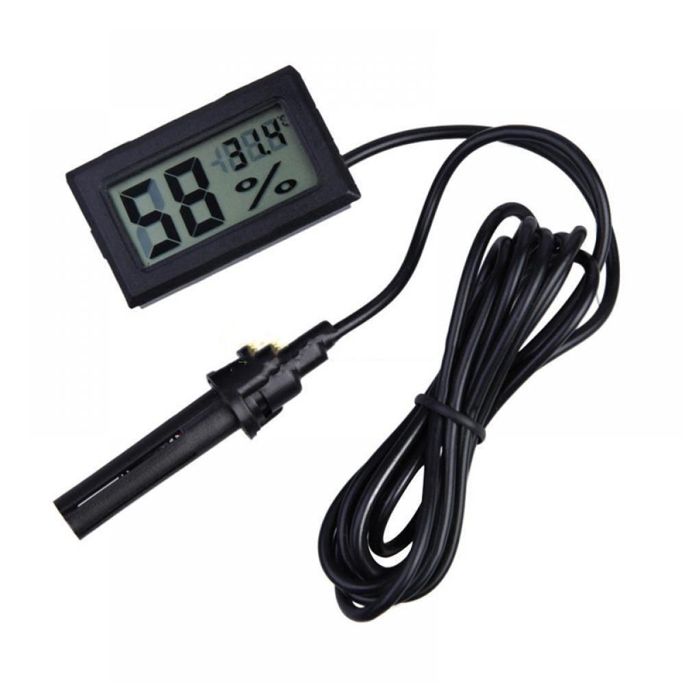 Mini Digital Lcd Indoor Convenient Temperature Sensor Humidity Meter Thermometer Hygrometer Gauge Tester Temp Sensor: With Wire Black B