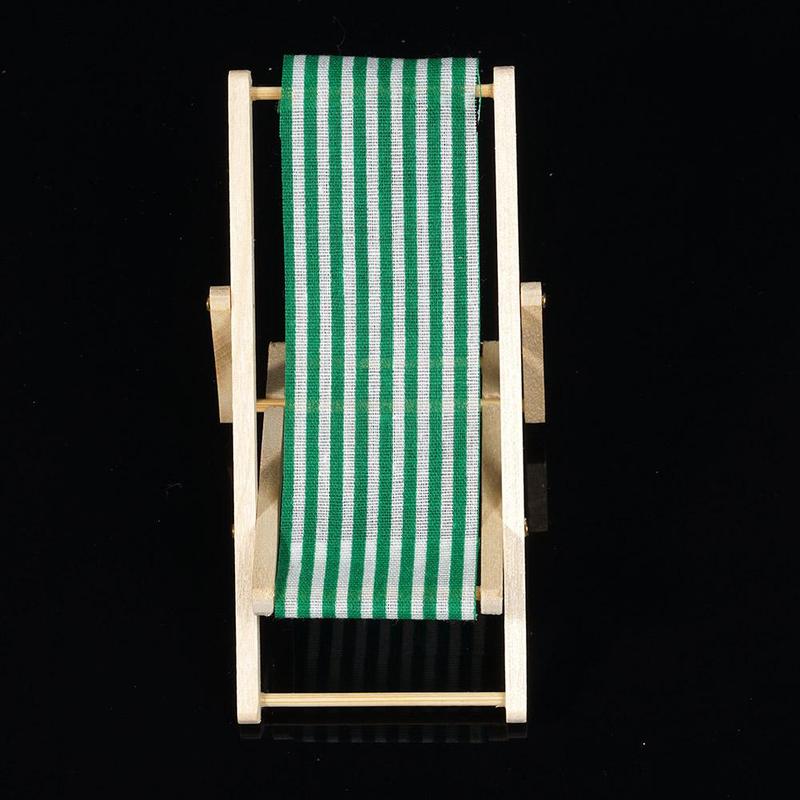 Mini Stripe Beach Lounge Chair 1:12 Doll House Simulation Model Play House Toy Mini Foldable Beach Chair Diy Decor Gril Toy