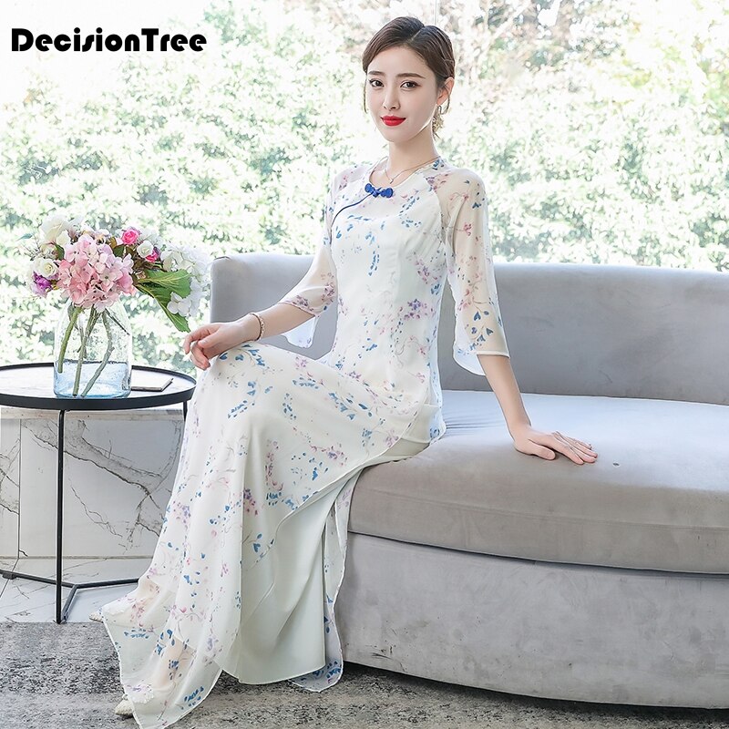 Robe chinoise en lin qipao, robe traditionnelle pour femmes, élégante, qipao, aodai, collection