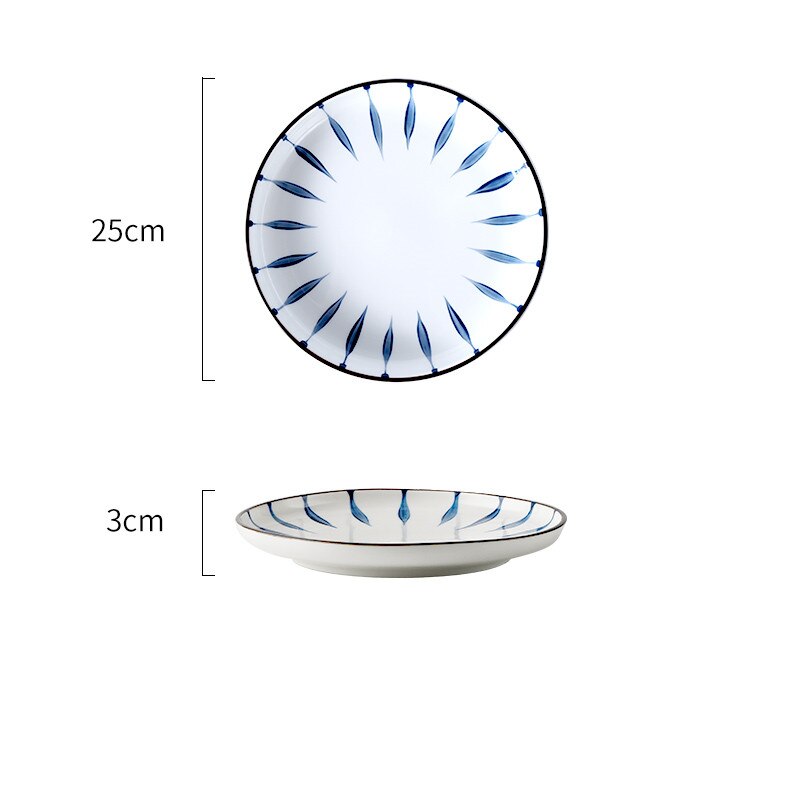 Japanese-style ceramic dinner plate serving dish cake disc western-style steak dish kitchen board snack dish salad bowl: e
