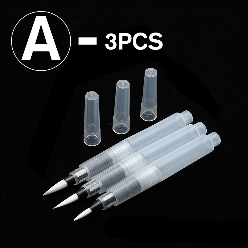 1/3/6 pelices recarregáveis pincel de tinta água cor escova de tinta macia aquarela caneta para pintura calígrafo arte suprimentos desenho: A-3PCS