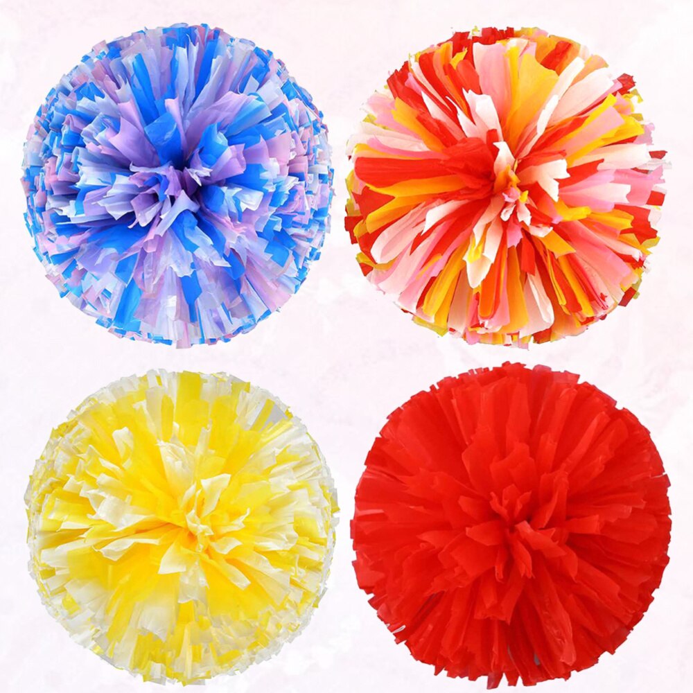 4pcs Poms Cheer Cheering Squad Reusable Cheer Poms Fun Cheer Props Spirited Props for School Competition: As Shown 3