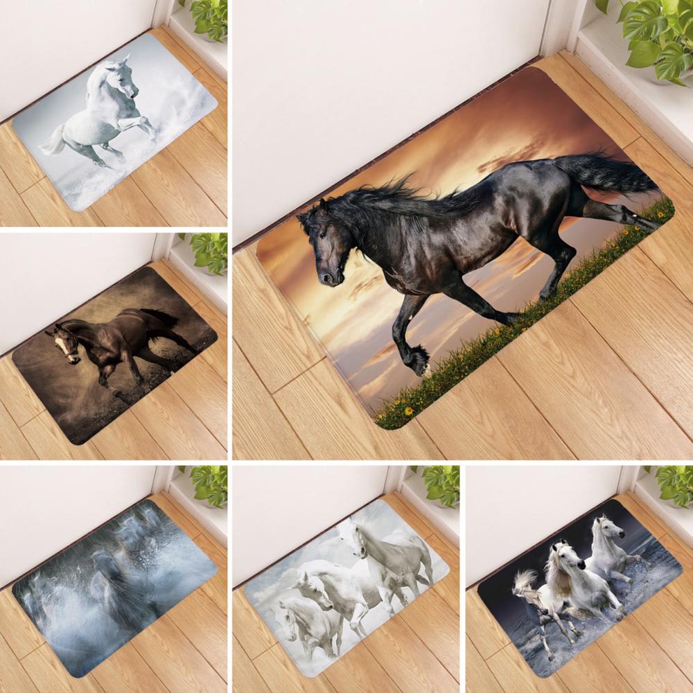 Sholisa anti-dérapant salle de bain tapis tapis sol tapis de bain 3D imprimé cheval Absorption d'eau salon toilette porte