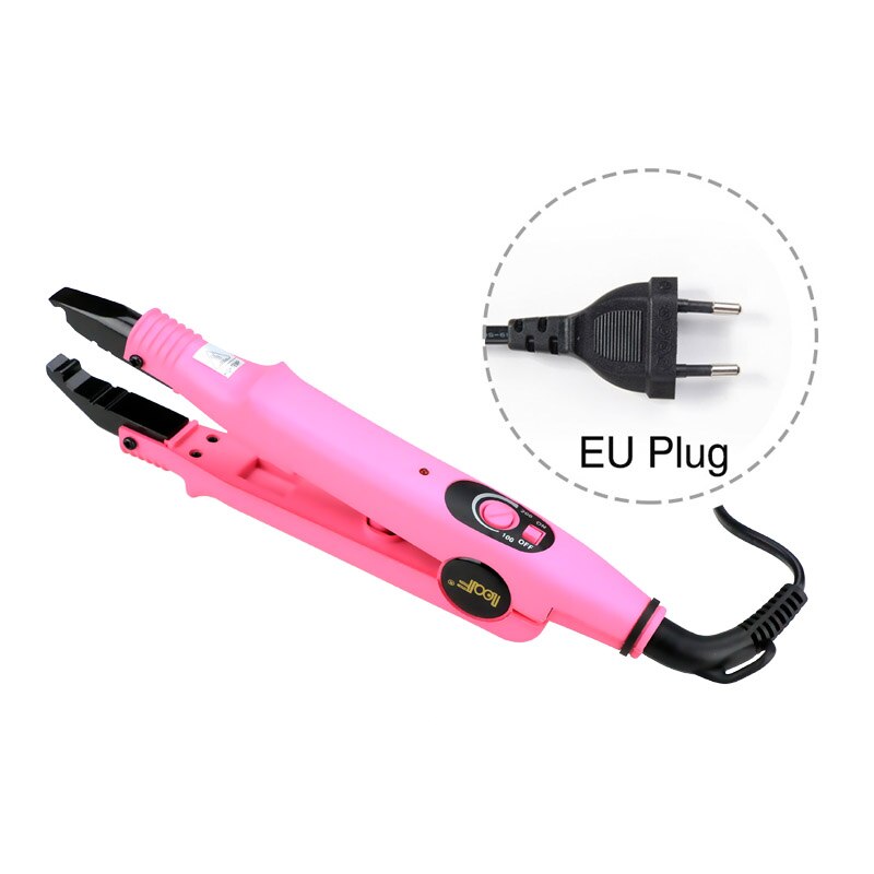 Extensão de cabelo de ferro, ferramentas de ligação de queratina, conector de calor de fusão com temperatura ajustável, ferramentas profissionais para cabelo, ue, uk, eua, plugue 611: Pink EU Plug