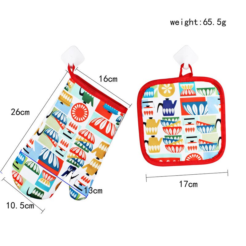 2Pcs/Set Oven Mitts Baking Anti Gloves Non-Slip Cotton Microwave Insulation Mat Christmas Decoration Baking Kitchen Tool