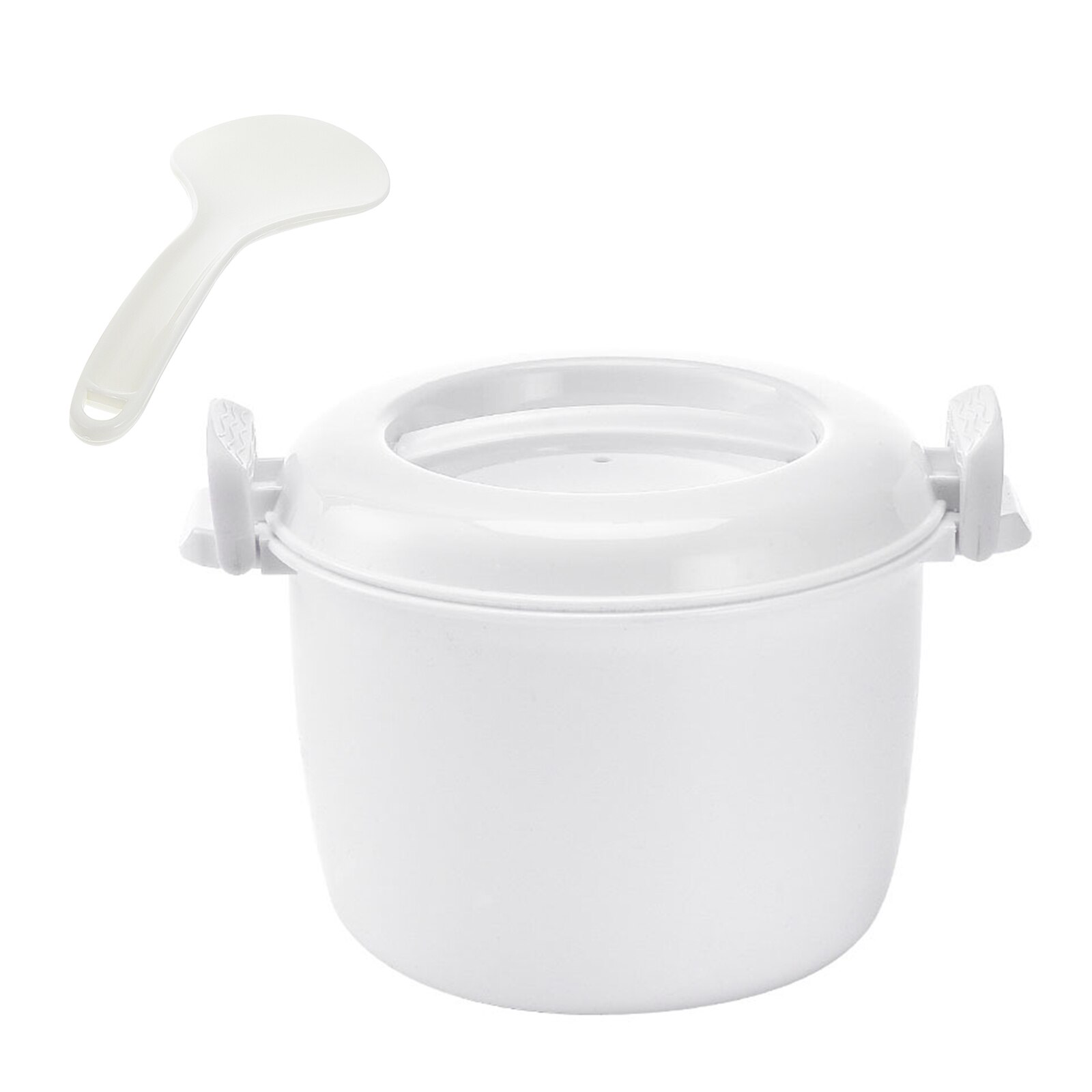 1pc Microwave Rice Cooker Multi-purpose Rice Cooker Plastic Rice Container: 21x17.5x14cm white