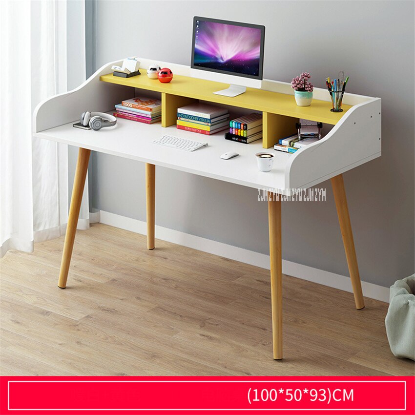 B2658 100cm Double Layer Student Writing Laptop Desk Economic And Wood Simple Office Desk Bedroom Modern Computer Desk: Yellow