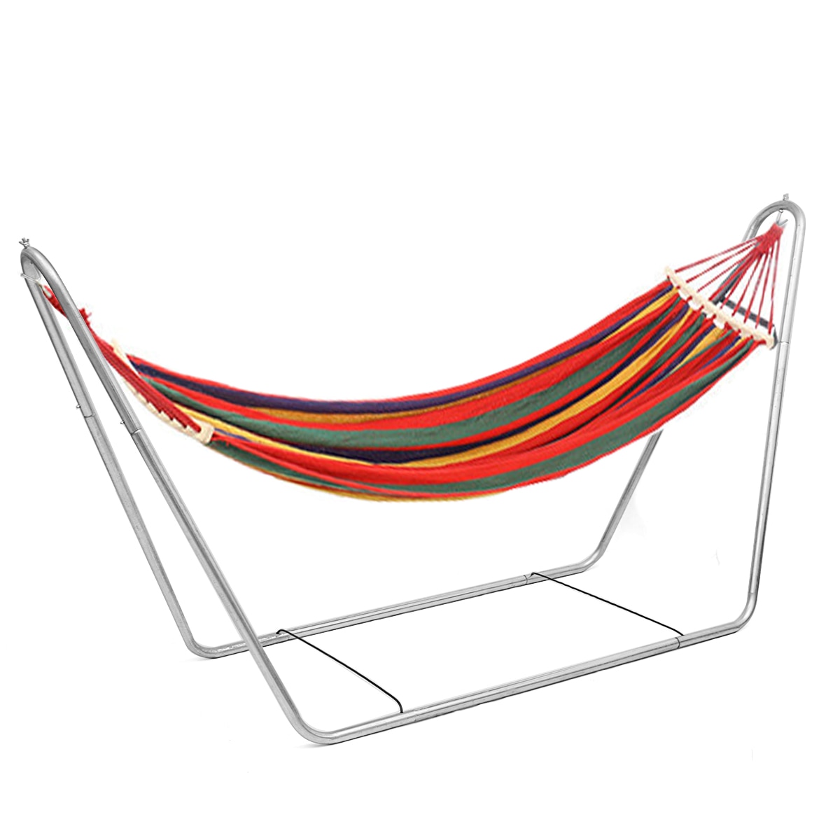 Twee-Persoon Hangmat Camping Thicken Swingende Stoel Outdoor Opknoping Bed Canvas Schommelstoel Met Hangmat Stand 200*150Cm