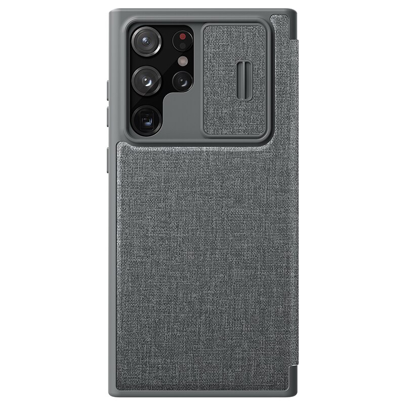 Voor Galaxy S22 Ultra Case Nillkin Qin Card Pocket Portemonnee Tas Lederen + Doek Patroon Flip Cover Voor Samsung S22 Plus S22+ 5G: For S22 Ultra / GRAY
