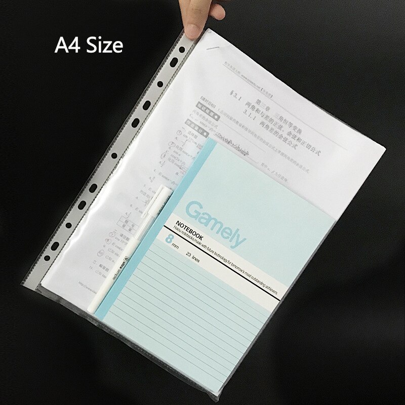 100pcs 11 Holes A4 File Folder Round Hole Folders Bag Transparent Punched Folder Filing Loose Leaf Document Sheet Protectors Bag