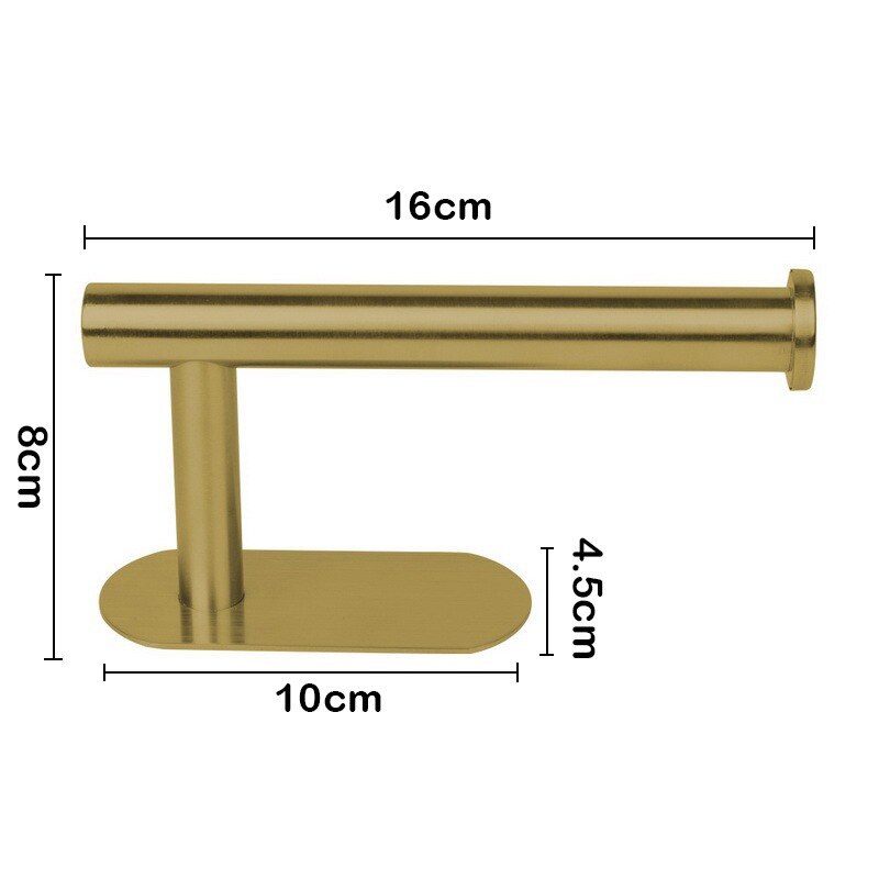 Self-Adhesive Stainless Steel Toilet Roll Paper Holder Organizers Bar Towel Ring Rail Rack Non-Drilling Toilet Accessories: A-gold