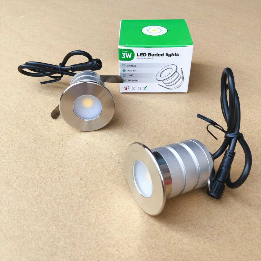 1 stk 3w ip67 12v led downlight cree utendørs gate underjordisk nedgravd belysning vanntett badstue båttrapp mini spot light ce