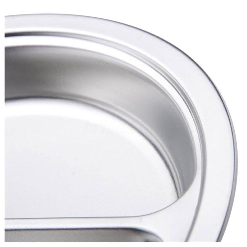 Stainless Steel 3 Sections Round Divided Dish Snack Dinner Plate Diameter 26Cm