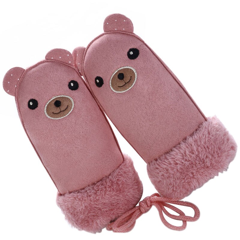 Winter kinder jongens meisjes winter handschoenen beren patroon zachte dikke sneeuwbal vechthandschoenen