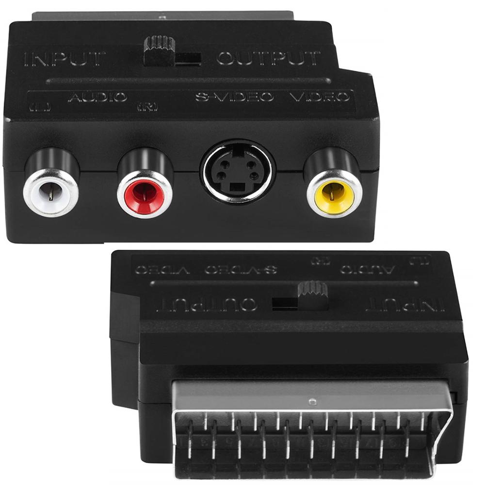Scart to 3 RCA S-Video Adapter Composite RCA SVHS S-Video AV TV Audio Converter for Video DVD Recorder TV Television Projector