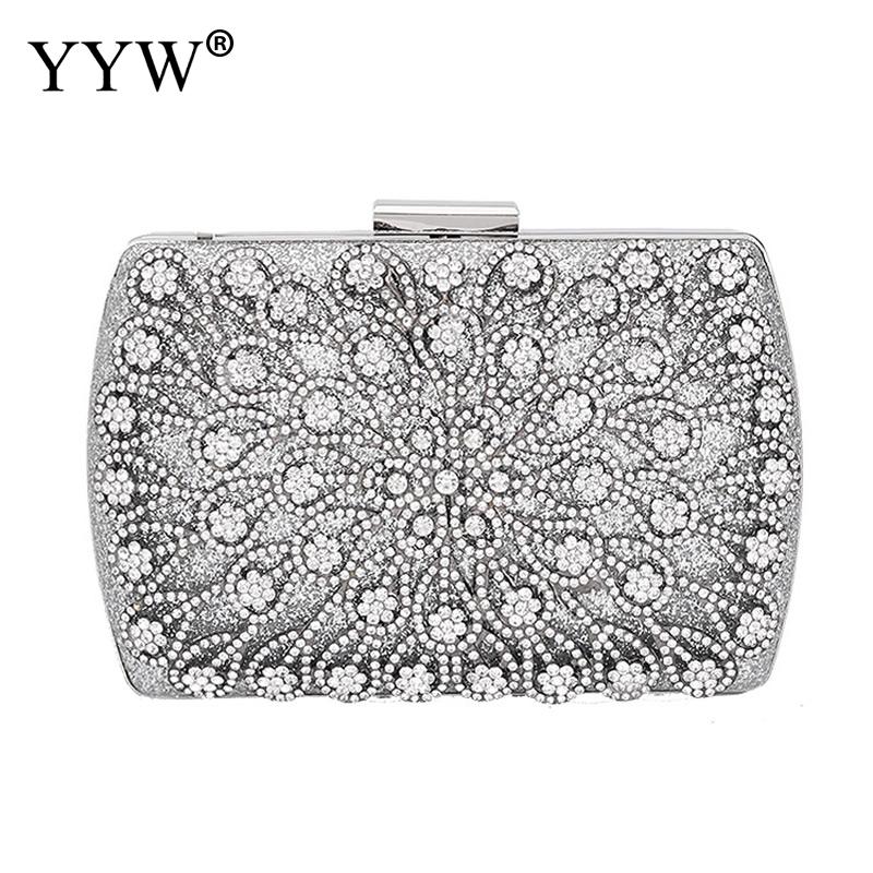 Lady Diamond Wedding Avond Vrouwen Clutch Ronde Tas Mode Portemonnees En Handtassen Crossbody Party Schoudertassen Goud Zilver Zwart: silver