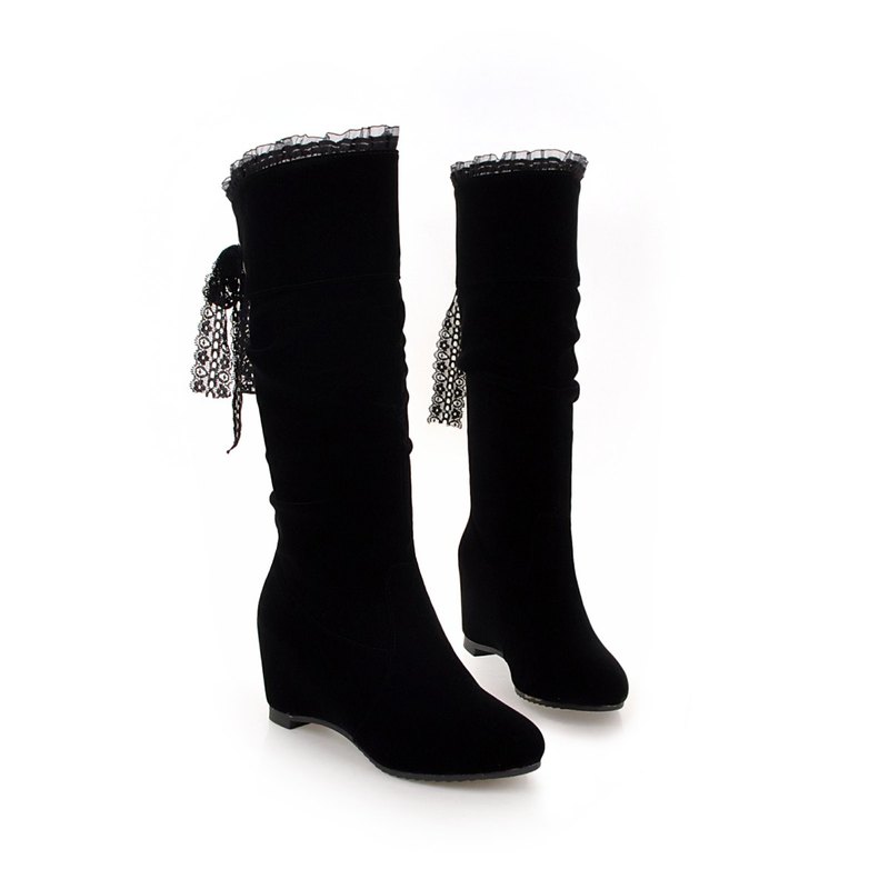 Woman Boots autumn Winter boots Wedges Boot high Heels Boots Mid-Calf Women increasing Booties size 34-43