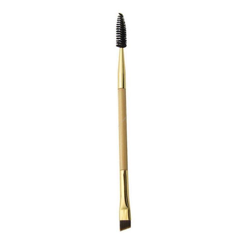 Brocha para maquillaje, manija de plástico de nailon, brocha para base de maquillaje en forma de ventilador, brocha para cejas, pincel cosmético para labios, herramientas: Double eyebrow brush