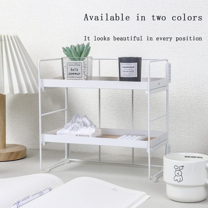 Integrated folding rack Desktop organizer Sundries organizer with two storage trays Stackable shelving office location shelving