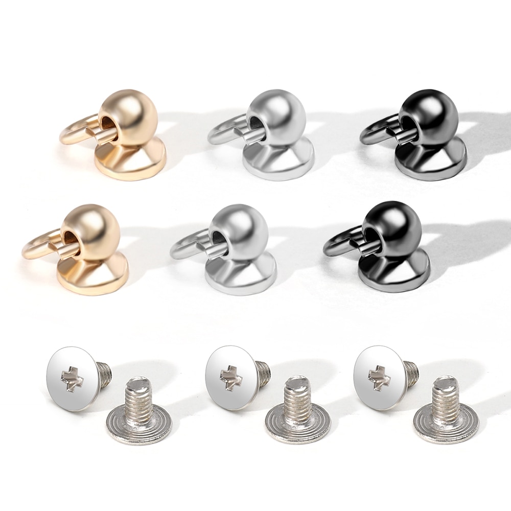 10 sztuk metalowa kula Post z O Ring szpilki nity gwoździowkręt powrót okrągłe głowy Spot kolce skóra Craft telefon dekoracyjna obudowa akcesoria