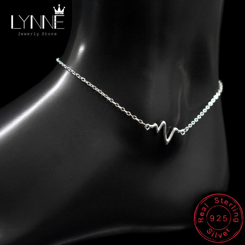 Sexy Beach Lightning Pendant Anklet 925 Sterling Silver Simple Waves Anklets Bracelets For Women Foot Chain Jewelry