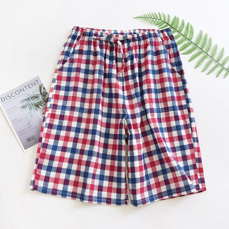 Shorts for Couple Women Cotton Sleep Bottoms Plaid Shorts Comfy Elastic Waist Home Pants Men Ladies Pajama Pants Beach Pants