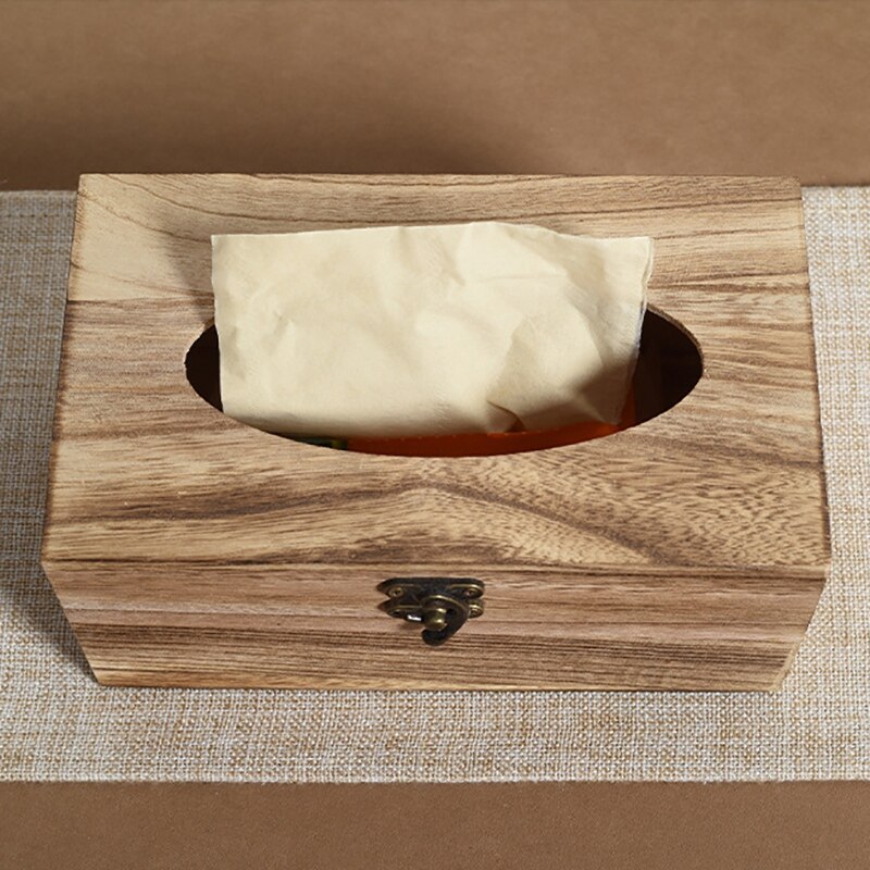 Retro Style Wooden Tissue Box,Paper Napkin Holder Case Wood Bathroom Facial Tissue Box for Bathroom Bedroom