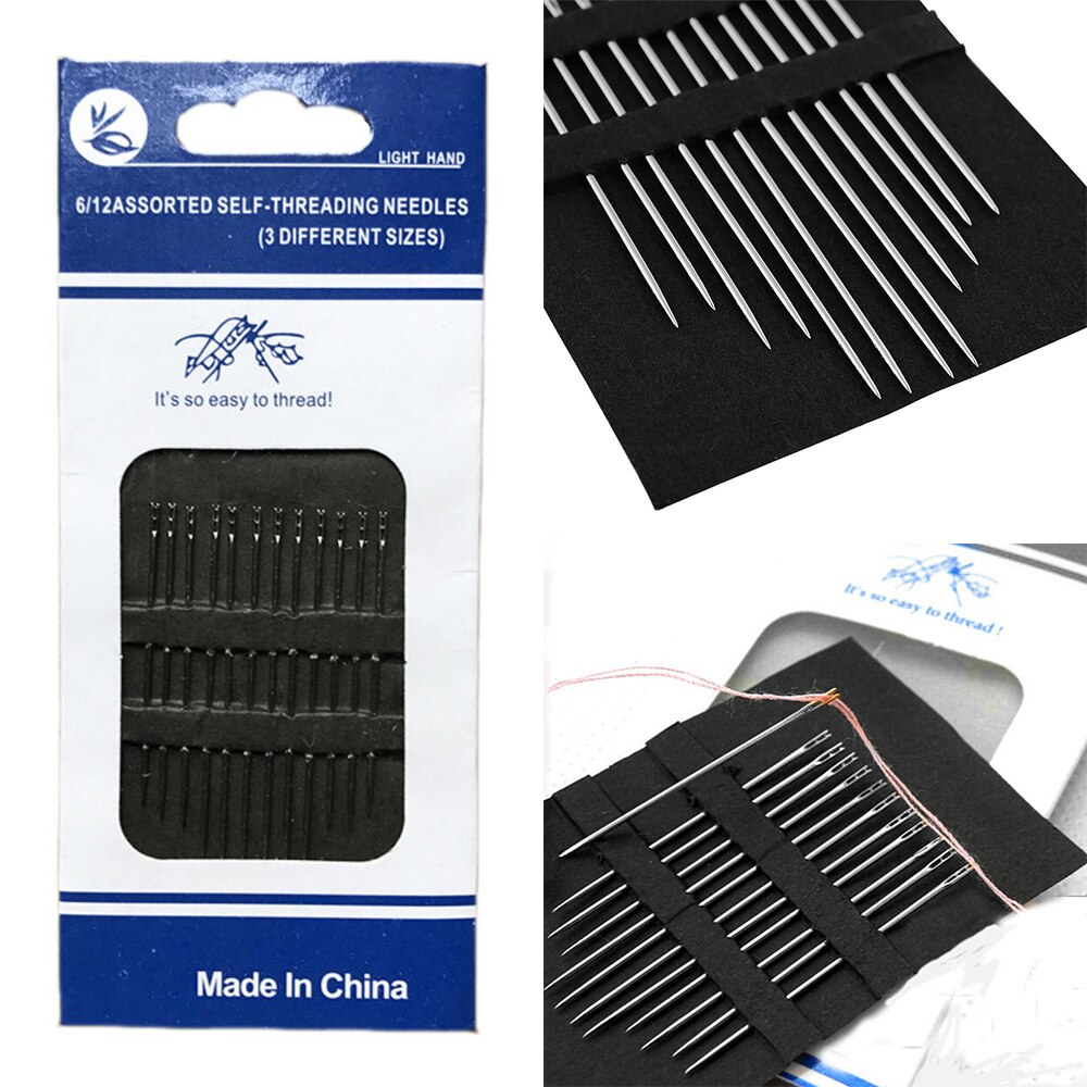 Useful 24x Hand Stitches Needles Self Threading Easy to Thread Assorted Pins