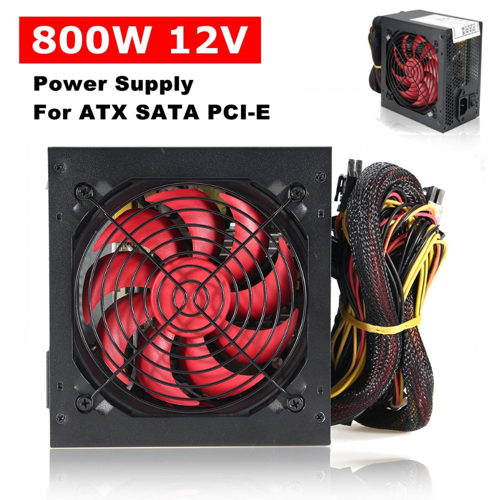 Quiet 800 Watt 800W for Intel AMD PC 12V ATX PC Power Supply SLI PCI-E 12CM Fan Computer Power Supply For BTC