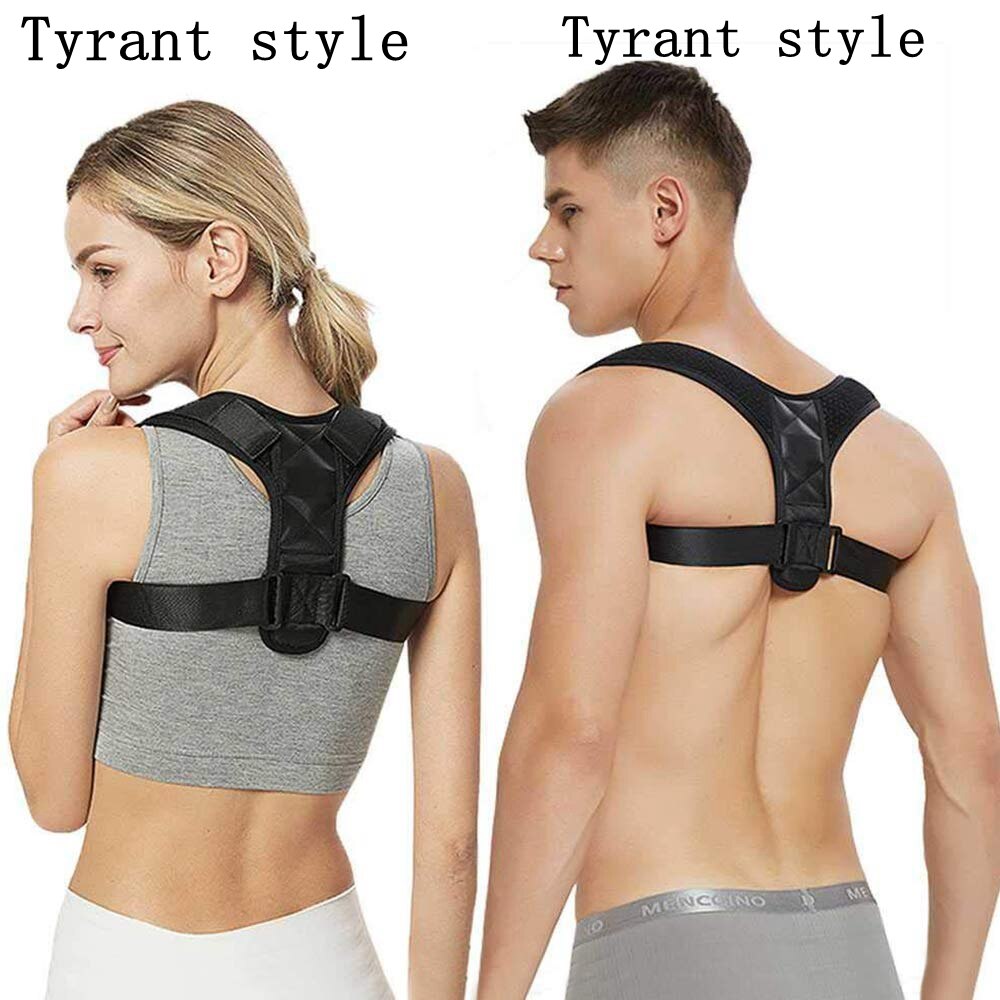 Corrector de postura de espalda para hombres y mujeres, pegatinas mágicas y potentes, tirantes para clavícula ajustable, alivio de espalda, cuello, dolor de espalda y hombros: Tyrant style-black / L