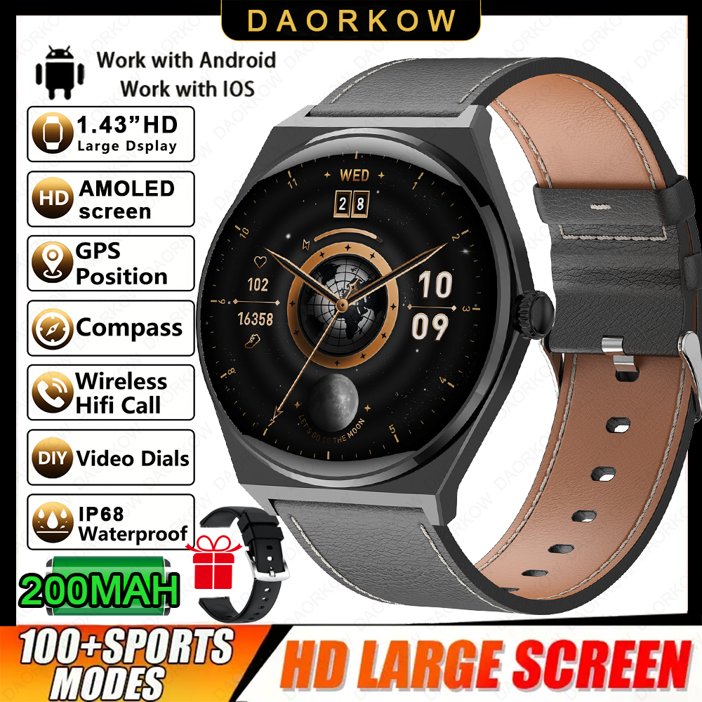 2026 Ultra Sottile Astuto Della Vigilanza Degli Uomini AMOLED 466*466 HD Pixel Display Always Show Time Bluetooth Chiamata di Promemoria Smartwatch Impermeabile: Oro