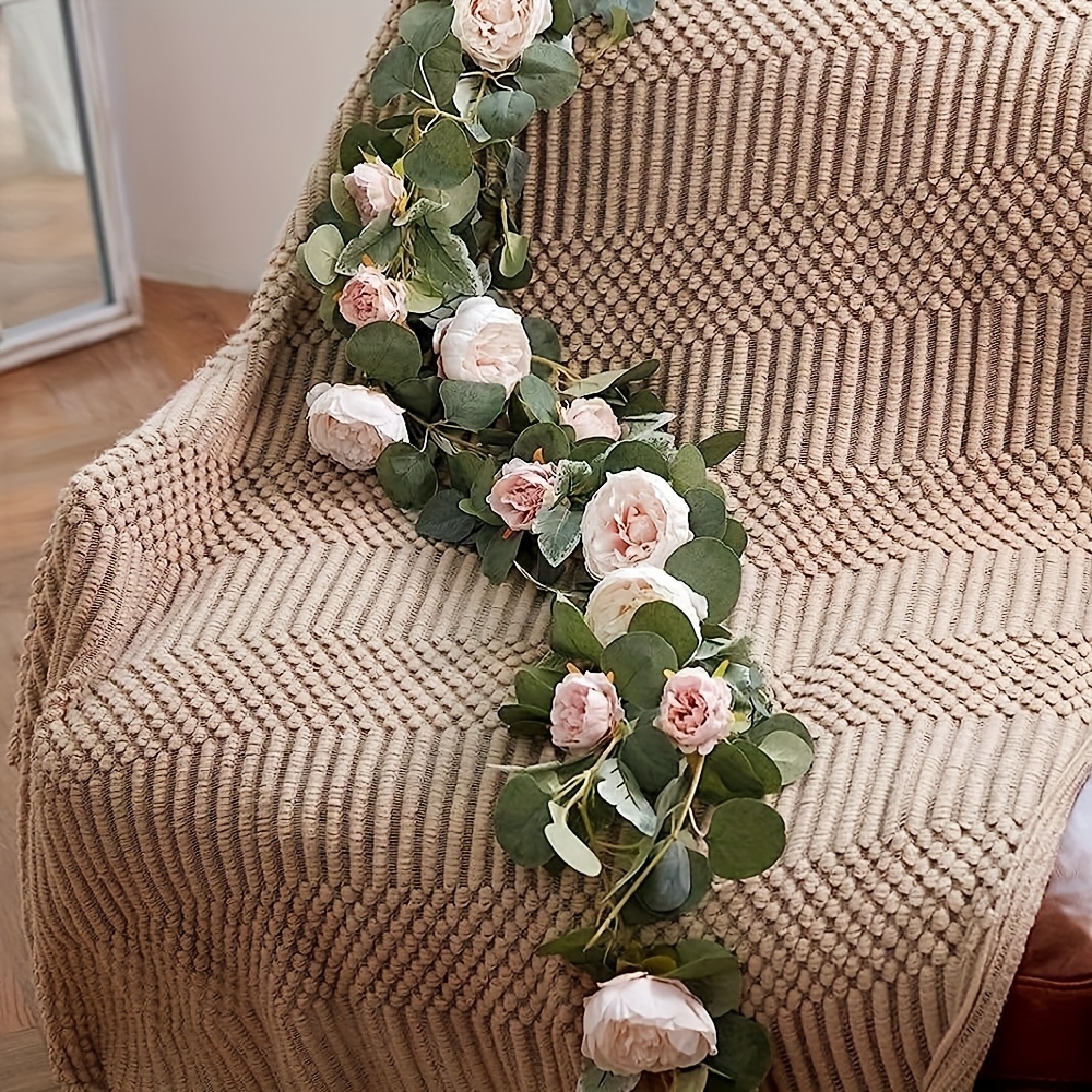 Peônia artificial rosa videira, decoração de festa de casamento flores artificiais, plantas suspensas de parede verde, cinto de flores simuladas