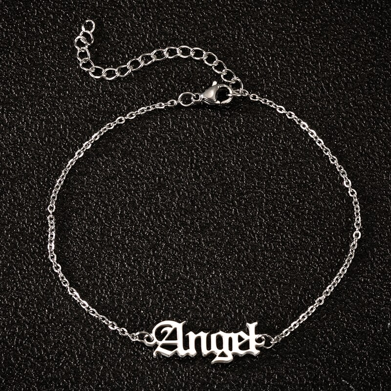 Trendy Sieraden Vrouwelijke Enkelbanden Gouden Ketting Baby Meisje Enkelband Babygirl Angel Oud Engels Brief Charm Enkelbanden Bff: JL014S