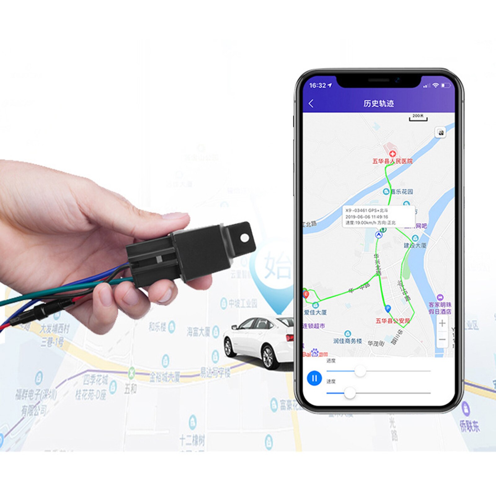 Car Mini GPS Locator Vehicle Anti-Lost Real-Time Tracking Device Alarm Support App Control Remote Power Off Cut Off Oil Tracking