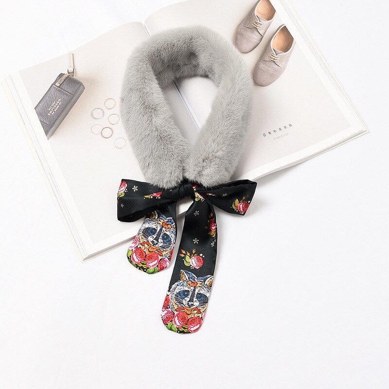Écharpe en fausse fourrure de lapin pour Femme, , doux, en peluche, chauffe-cou, châle en soie, slim, hiver: 9